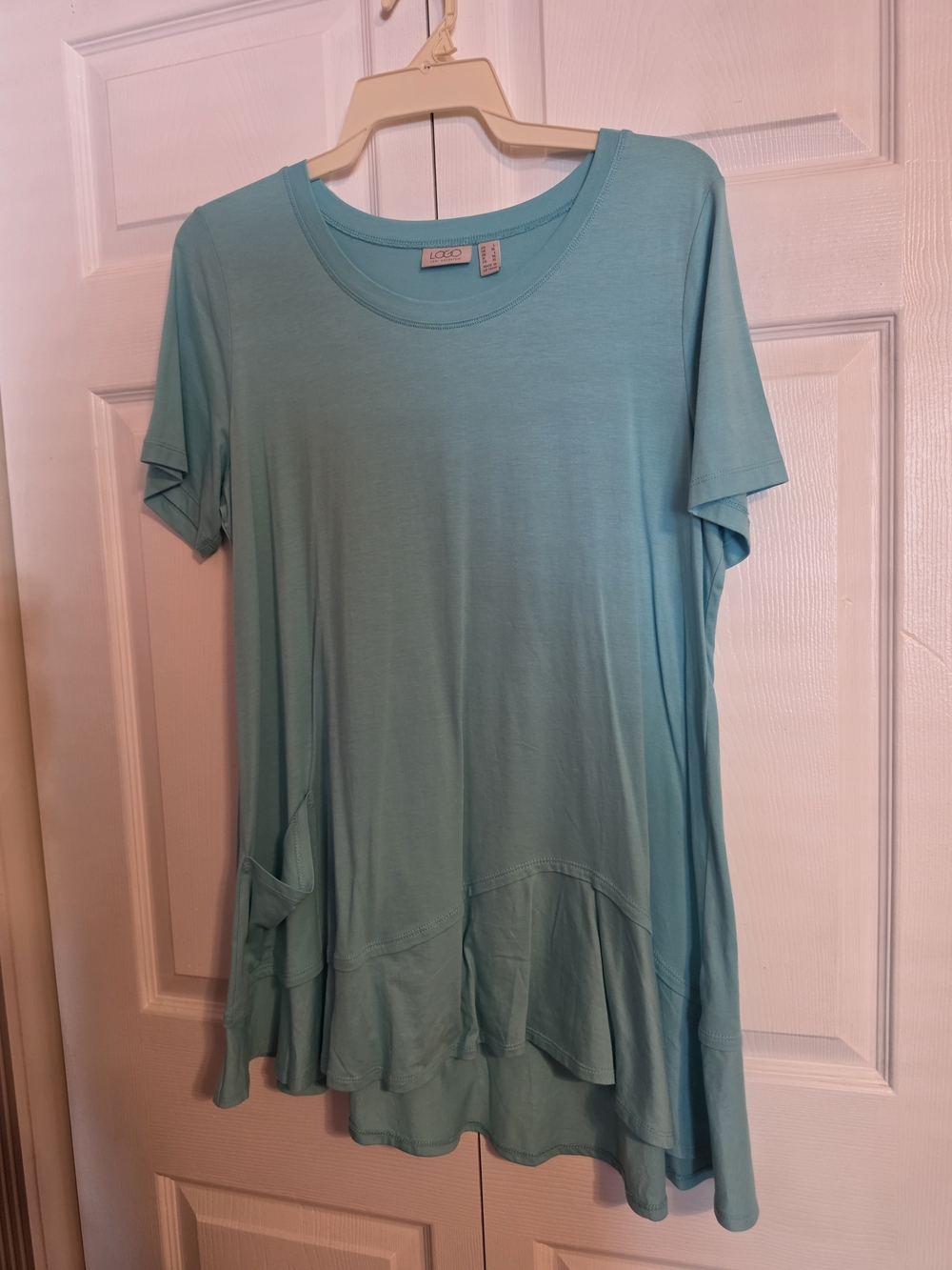 LOGO by Lori Goldstein Light Seafoam Short Sleeve Swing Tunic